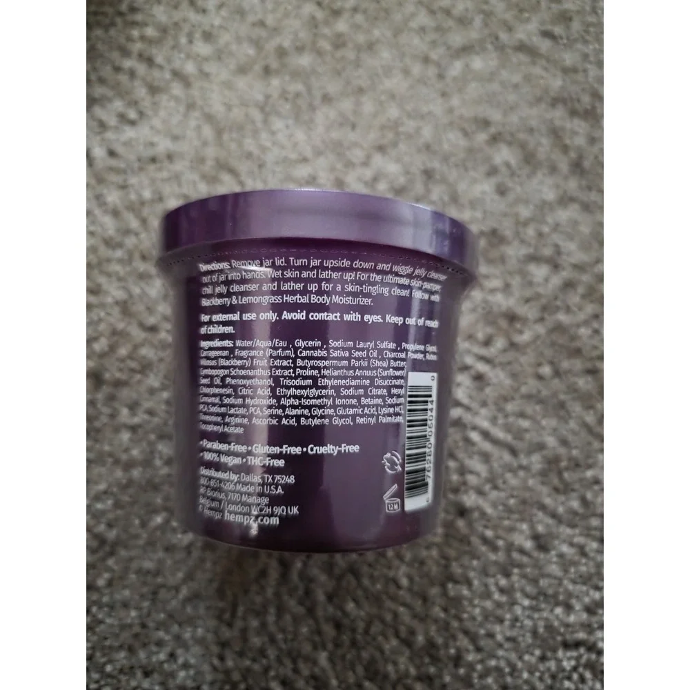 Hempz‎ Blackberry & Lemongrass Herbal Cleansing Shower Jelly, 4 oz Hemp Seed Oil
